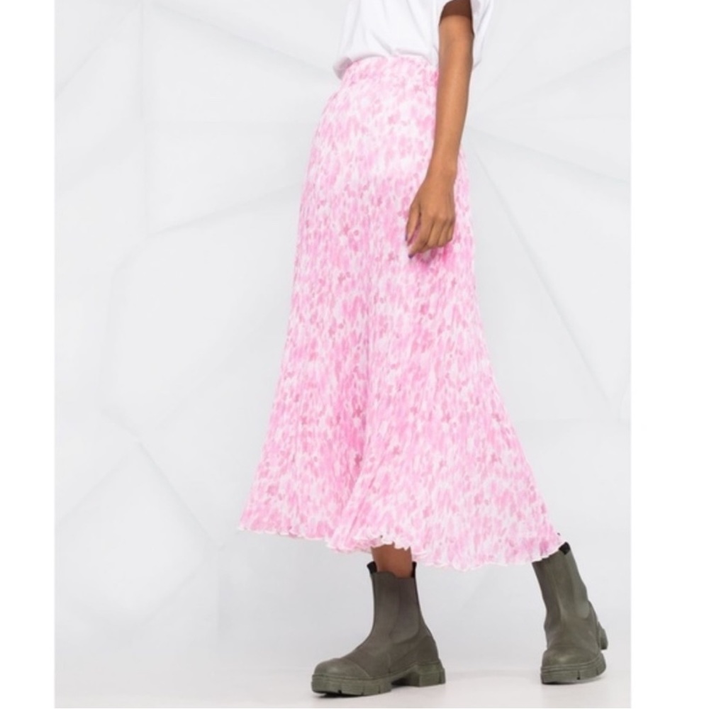 NEW Ganni Pleated Georgette Skirt Sweet Lilac 34